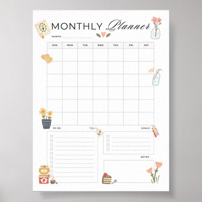 Monthly Planner Printable Organizer Busy Mom Poster (Front)