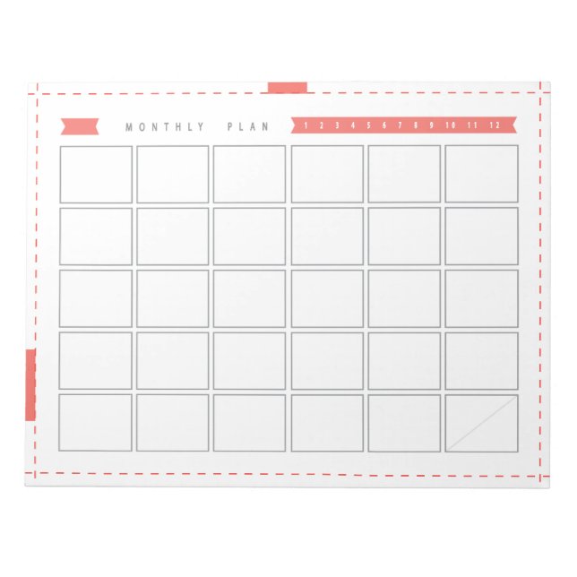Monthly Planner - Rd Ribbon Notepad (Front)