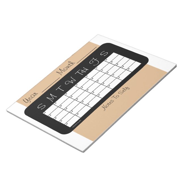 Monthly Planner Tan Calendar by Janz Notepad (Angled)