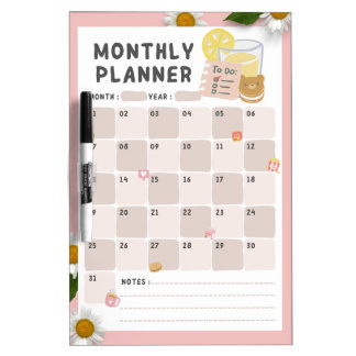 Monthly planners dry erase board