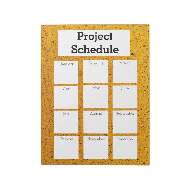 Monthly project schedule orange rough print  notepad (Rotated)