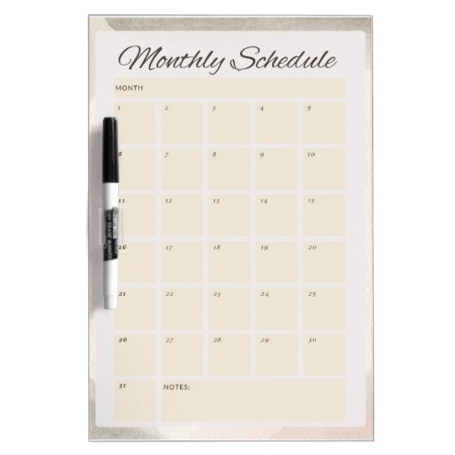 Monthly Schedule Dry Erase Board