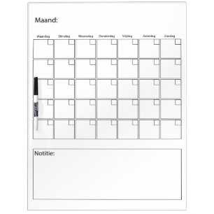 Monthly scheduler dry erase board