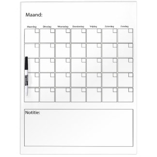 Monthly scheduler dry erase board
