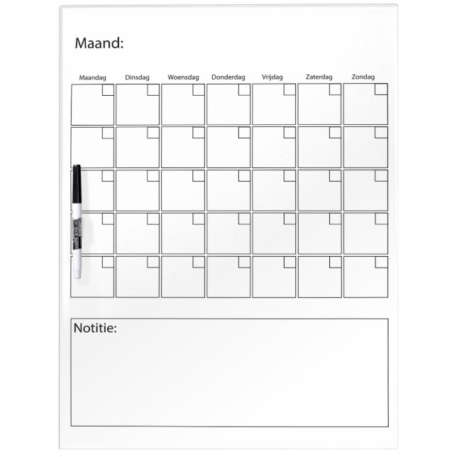 Monthly scheduler dry erase board (Front)