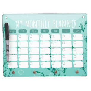 Monthly Seeweed Dry Erase Board With Keychain Holder