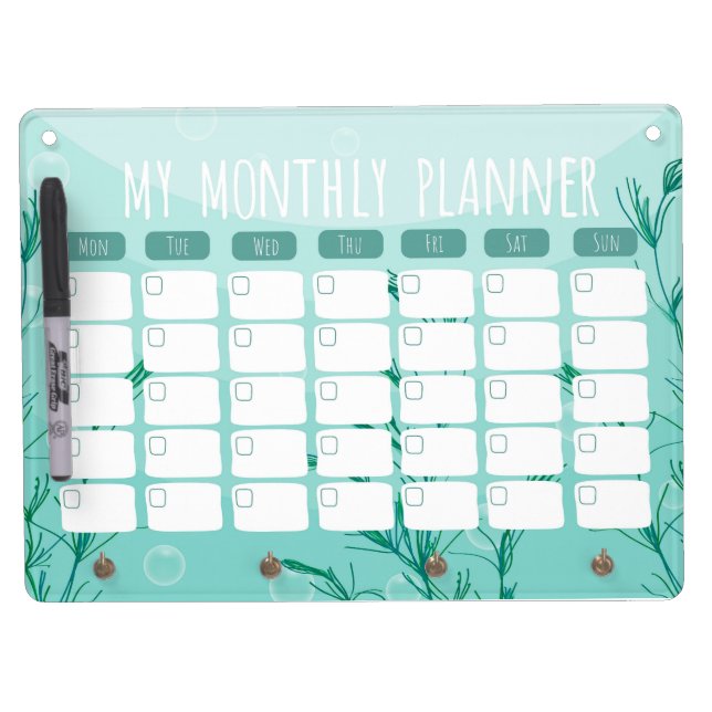 Monthly Seeweed  Dry Erase Board With Keychain Holder (Front)