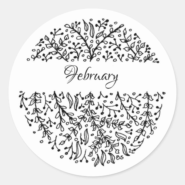 Monthly Stickers February - text editable (Front)