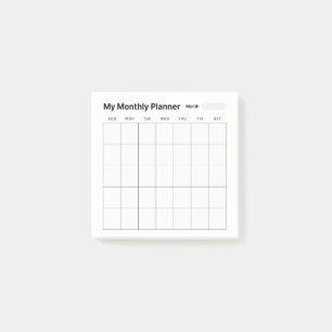 Monthly Study Planner Post-it Notes