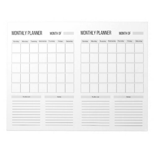 Monthly To Do List Planner Notepad