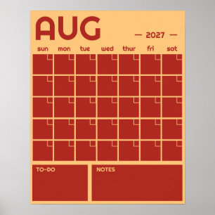 Monthly Undated Bold Vibrant Color Wall Calendar Poster