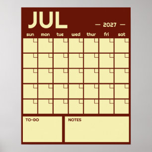 Monthly Undated Bold Vibrant Color Wall Calendar Poster