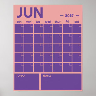 Monthly Undated Bold Vibrant Color Wall Calendar Poster