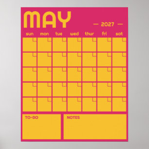 Monthly Undated Bold Vibrant Color Wall Calendar Poster