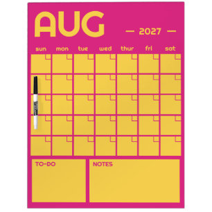 Monthly Undated Vibrant Color Planner Calendar Dry Erase Board