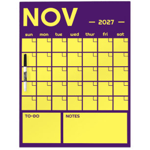 Monthly Undated Vibrant Color Planner Calendar Dry Erase Board