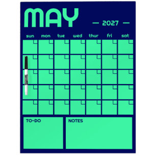 Monthly Undated Vibrant Color Planner Calendar Dry Erase Board