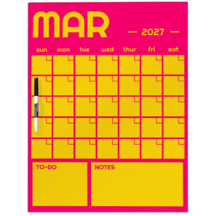 Monthly Undated Vibrant Color Planner Calendar Dry Erase Board