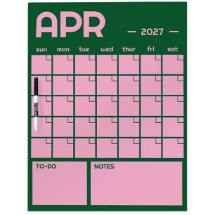 Monthly Undated Vibrant Color Planner Calendar Dry Erase Board