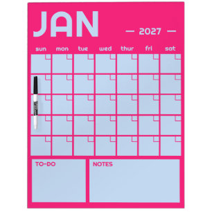Monthly Undated Vibrant Color Planner Calendar Dry Erase Board