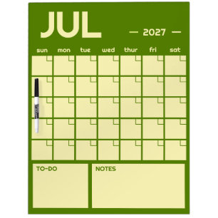 Monthly Undated Vibrant Color Planner Calendar Dry Erase Board