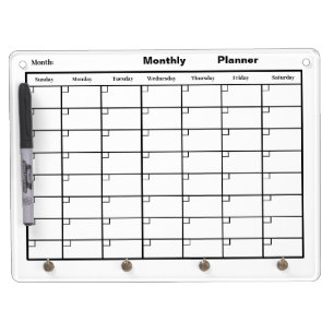 Monthly Weekly Planner Dry Erase Board With Keychain Holder
