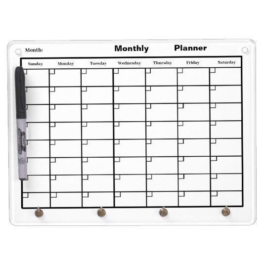 Monthly Weekly Planner Dry Erase Board With Keychain Holder