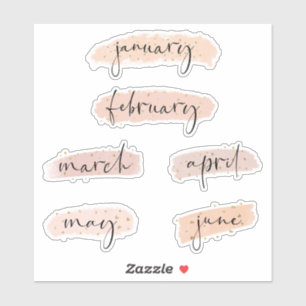 Months of the Year -January to June Gold Rose Sticker