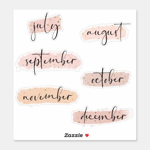 Months of the Year _July to Dec Gold Rose Sticker