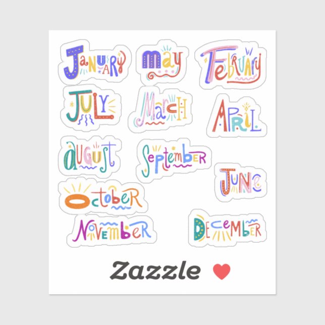 Months of the Year Stickers (Sheet)