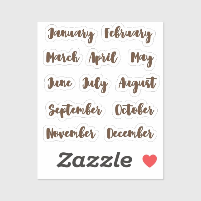 Months of the year tiny latte sticker (Sheet)