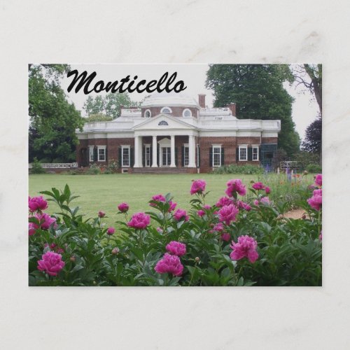 Monticello Photographic Postcard with Flowers
