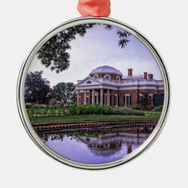 Monticello Reflection Metal Ornament (Front)