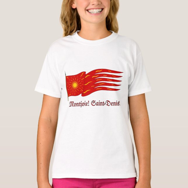 Montjoie! Saint-Denis! Red Oriflamme with Sun T-Shirt (Front)