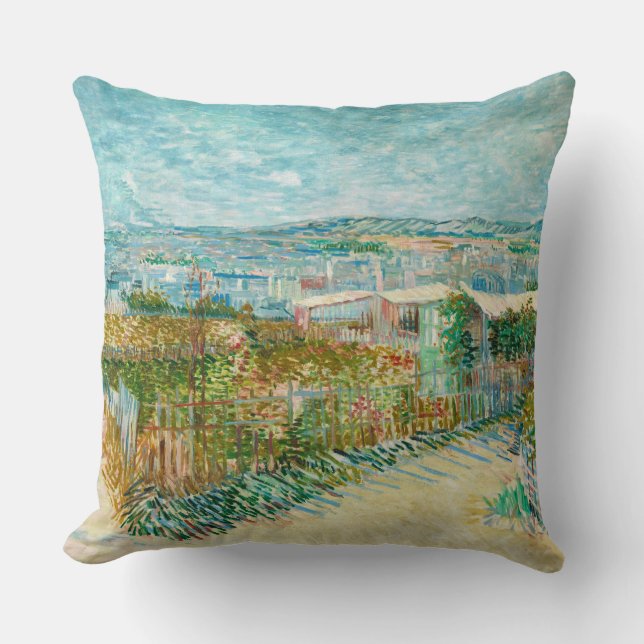Montmartre, Behind the Moulin de la Galette, Paris Throw Pillow (Front)