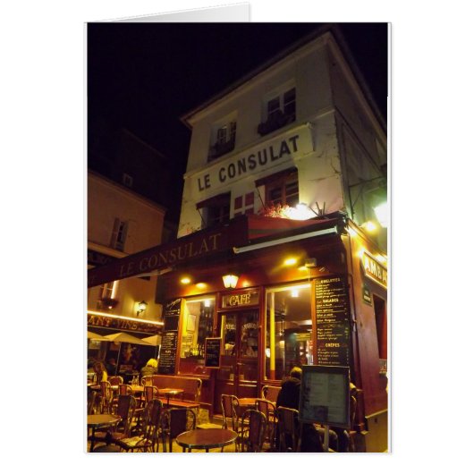 Montmartre Cafe, Paris at night Cards (Front)