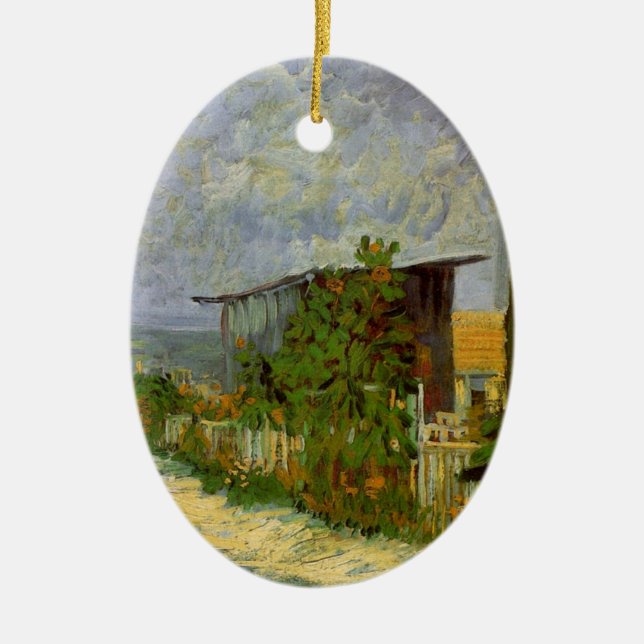Montmartre Path and Sunflowers by Vincent van Gogh Ceramic Ornament (Front)