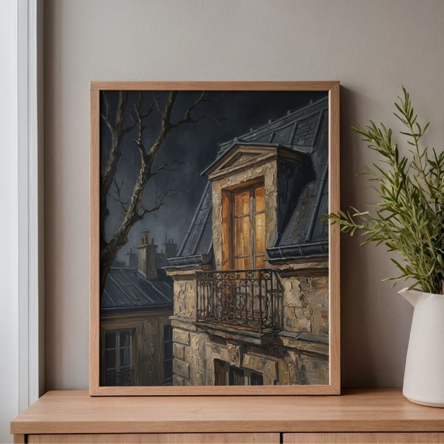 Montmartre Solitary Window Art Canvas Print (Creator Uploaded)