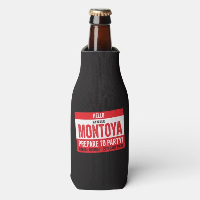 Montoya Reunion 2017 - Preepare to Party! Bottle Cooler (Bottle Front)