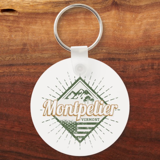 Montpelier Vermont City United States Vintage USA Keychain (Front)