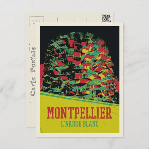 Montpellier Arbre blanc illustration France Postcard