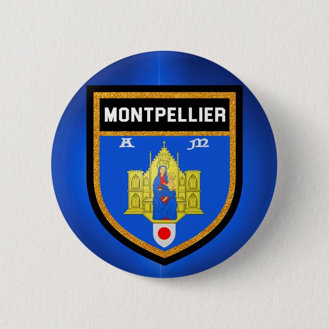 Montpellier Flag Pinback Button (Front)