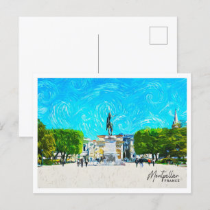 Montpellier France Beautiful Oil Paint Landscape Postcard