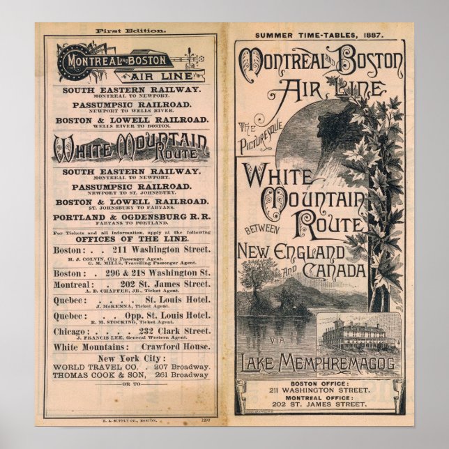 Montreal and Boston Air Line Poster (Front)