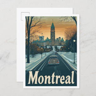 Montreal Canada Art Vintage Travel Illustration Postcard