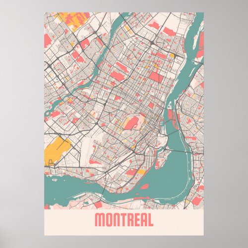 Montreal _ Canada Chalk City Map Poster