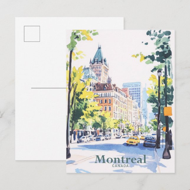 Montreal Canada Gouache Paint Illustration Travel Postcard (Front/Back)