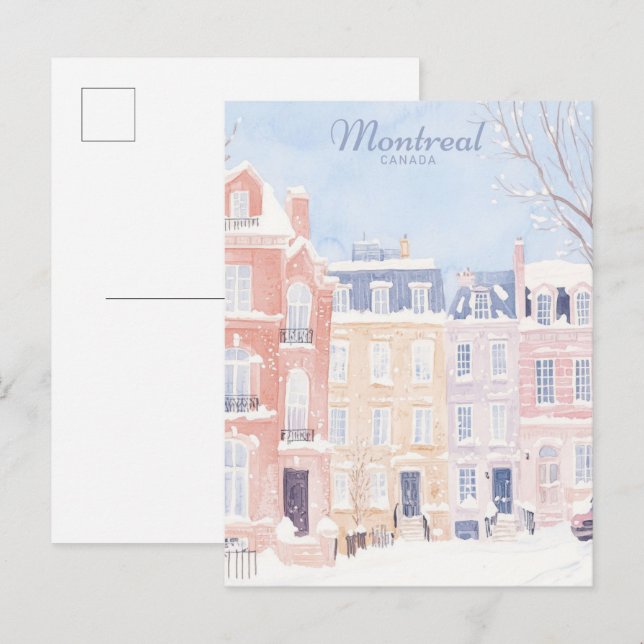 Montreal Canada Gouache Paint Illustration Travel Postcard (Front/Back)