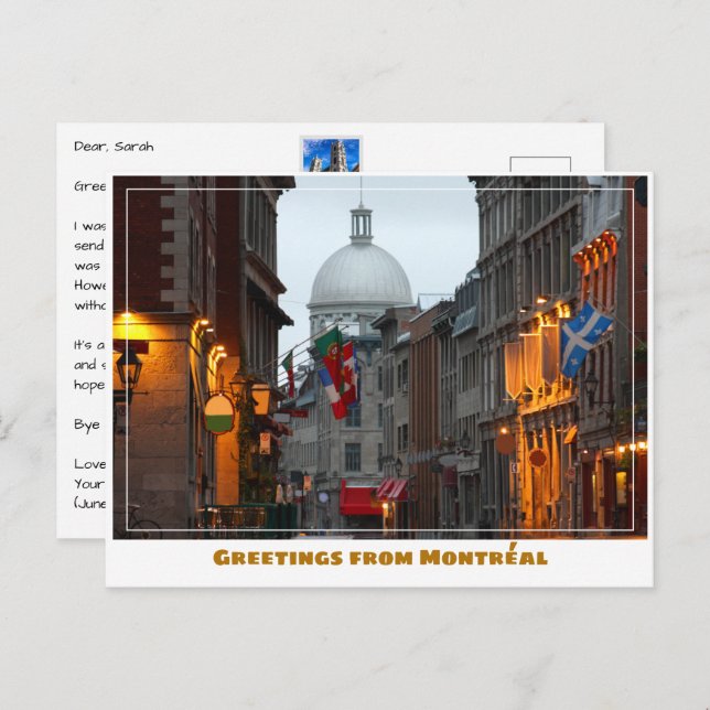 Montréal Canada Old Town at Dusk Postcard (Front/Back)