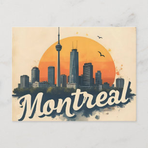 Montreal Canada Retro Vintage Skyline Postcard